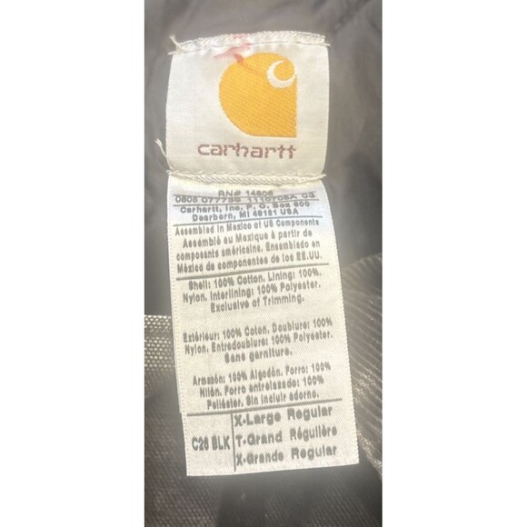 VTG Y2K Carhartt Mens XL Detroit Black Charcoal Duck Canvas Coat Quilt Lining - Picture 7 of 16